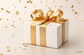 Luxurious Gift Box: Gold Ribbon, Confetti, and Glamour.