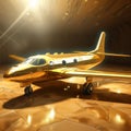 Luxurious Gold Airplane Luminous 3d Art With Baroque Energy