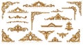 Luxurious gold baroque decoration elements set Royalty Free Stock Photo