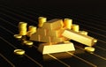 Luxurious Gold Bars and Coins Illustration in 3D Render