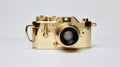 Luxurious Gold Camera On White Surface - Modern Photography