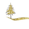 Luxurious gold Christmas tree and stars Royalty Free Stock Photo