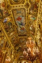 Interior view of The Opera Garnier. Ceiling of the Grand Foyer with paintings by Paul Baudryl.