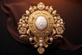 Luxurious gold pattern on an antique cameo brooch Royalty Free Stock Photo