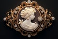 Luxurious gold pattern on an antique cameo brooch Royalty Free Stock Photo