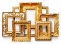 Luxurious Gold Picture Frames Exquisite Decorative Frames for Design Mockups and Creative Projects on a Pristine White Royalty Free Stock Photo