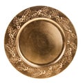 The luxurious gold plate is decorated with ornaments.The view from the top Royalty Free Stock Photo