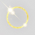 Luxurious gold ring. Vector light circles and spark light effect. Royalty Free Stock Photo