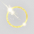 Luxurious gold ring. Vector light circles and spark light effect. Royalty Free Stock Photo