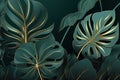 Luxurious gold wallpaper in art deco style, created with Generative AI technology