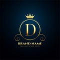 luxurious golden D initial logo background for majestic brand