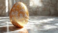 luxurious golden easter egg on marble surface Royalty Free Stock Photo