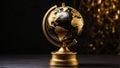 Luxurious golden globe on a dark background.