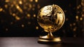 Luxurious golden globe on a dark background.