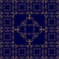 Luxurious golden ornament on dark blue background