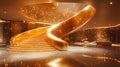 Luxurious golden spiral staircase in a modern building interior Royalty Free Stock Photo