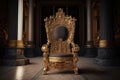 Luxurious golden throne at the royal palace, illustration generated by AI