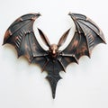 Luxurious Gothic Copper Bat Sculpture: Surreal Cyberpunk Wall Art