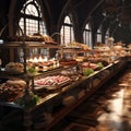 Luxurious Gourmet Buffet Setup with Variety of Appetizing Dishes