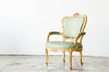 Luxurious green classical style Armchair sofa couch in vintage r Royalty Free Stock Photo