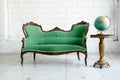 Luxurious green classical style Armchair sofa couch in vintage r