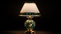 Luxurious Green Cloisonne Table Lamp With Golden Metal Carving Royalty Free Stock Photo