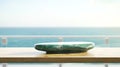 Luxurious Green Jade Stone Empty Table Mockup, Elegant Product Placement Mockup on a Blurry Background, Ai generative