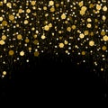 Luxurious greeting card with golden sparkles. Black shimmer background