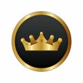 Premium Crown Ribbon Badge, Elegant Black and Golden Luxury Label Design Royalty Free Stock Photo