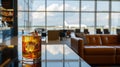 luxurious highball cocktail in airport vip lounge