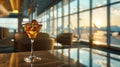 luxurious highball cocktail in airport vip lounge