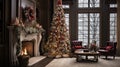 A luxurious home decked out in Christmas decorations that evoke a sense of wonder and enchantment