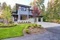 Luxurious home design with modern curb appeal in Bellevue. Royalty Free Stock Photo