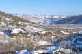 Luxurious homes in Park City on mountain landscape blanketed with snow in winter Royalty Free Stock Photo