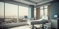 Luxurious Hospital Room with City View. Generative AI Royalty Free Stock Photo