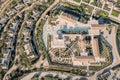 Luxurious hotel complex Amanzoe with sectoral gardens, swimming pools and terraces. Peloponnese, Greece. Top view Royalty Free Stock Photo