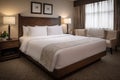 luxurious hotel room with crisp, clean sheets and plush pillows