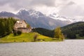 luxurious hotel at Saint Moritz lake, Switzerland in summer Royalty Free Stock Photo