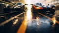 Luxurious Industrial Racing Cars In Rain: A Rich And Immersive Design