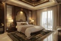 luxurious interior of a modern Arab hotel bedroom Royalty Free Stock Photo