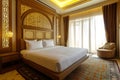 luxurious interior of a modern Arab hotel bedroom Royalty Free Stock Photo