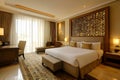 luxurious interior of a modern Arab hotel bedroom Royalty Free Stock Photo