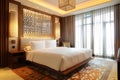 luxurious interior of a modern Arab hotel bedroom Royalty Free Stock Photo