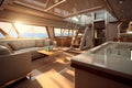 Luxurious interior of a modern yacht