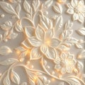 Luxurious ivorycolored floral background with raised patterns and pearllike decorations Royalty Free Stock Photo
