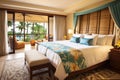 luxurious king-size bed in a resort suite