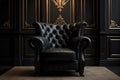 Luxurious Leather: A Black Armchair in an Art Deco Inspired Studio