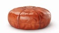Luxurious Leather Moroccan Pouf Ottoman Isolated on White Background Royalty Free Stock Photo