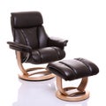 Luxurious leather recliner chair with footstool Royalty Free Stock Photo
