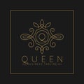 Luxurious Letter Q Logo with classic line art ornament style vector